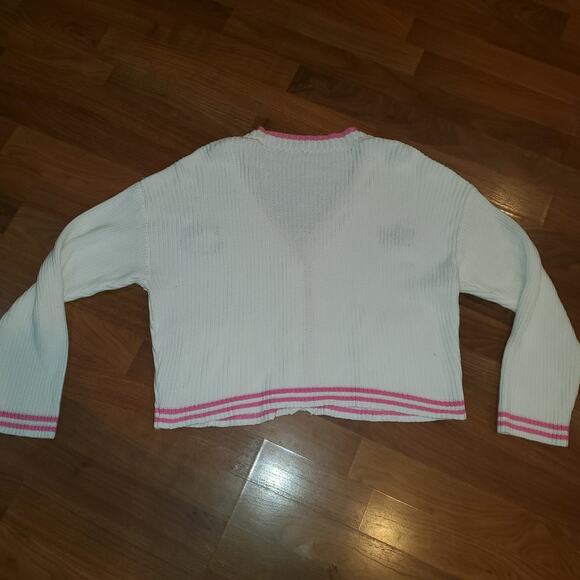 Hello Kitty Knit Cardigan Sweater White Pink Women’s Large - Picture 2 of 8